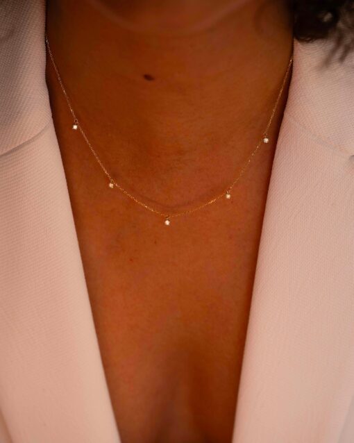 necklace with yellow gold pendants and white diamonds 18-carat recycled gold aupiho jewelry