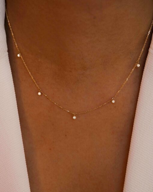 collier pampilles or jaune et diamants blancs or recyclé 18 carats aupiho joaillerie