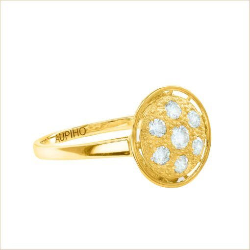bague fiancailles or jaune pavée de diamants blancs or recyclé 18 carats