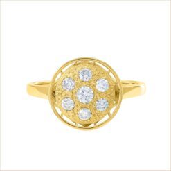 yellow gold engagement ring paved with white diamonds 18-carat recycled gold aupiho jewelry