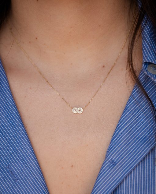 Collier infini pavé diamants or jaune et diamants blancs or recyclé 18 carats aria aupiho joaillerie