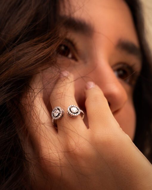 bague fiançailles mariage or blanc diamants blancs or recyclé 18 carats toi et moi aupiho joaillerie