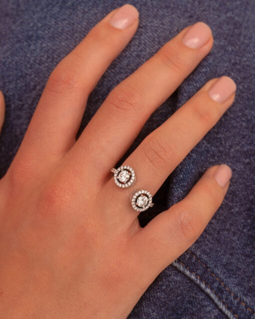 bague fiançailles mariage or blanc diamants blancs or recyclé 18 carats toi et moi aupiho joaillerie