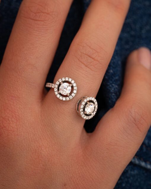 bague fiançailles mariage or blanc diamants blancs or recyclé 18 carats toi et moi aupiho joaillerie
