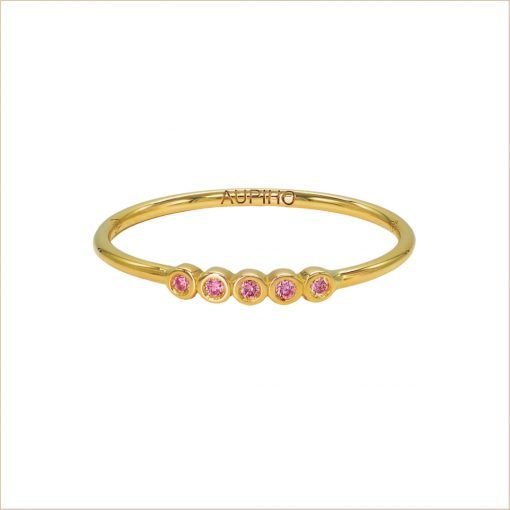 bague fine or et saphirs roses ines aupiho joaillerie