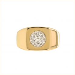 bague chevalière or jaune diamants blancs nika aupiho joaillerie