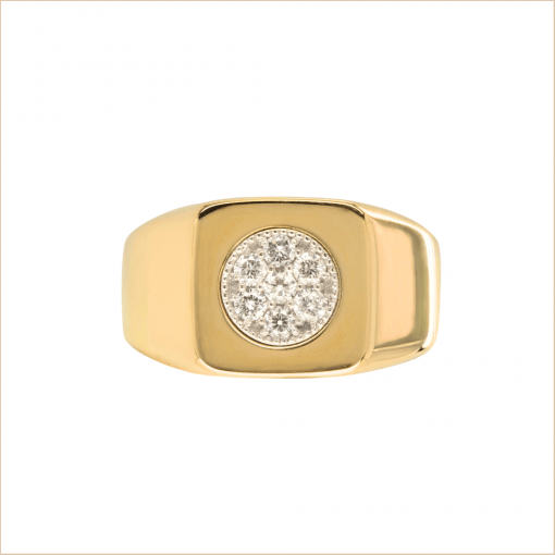 bague chevalière or jaune diamants blancs nika aupiho joaillerie