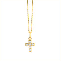 collier croix diamants or jaune 18 carats recyclé aupiho joaillerie arles