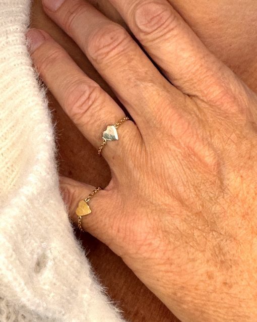bague chaîne coeur or 18 carats aupiho joaillerie