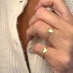 bague chaîne coeur or 18 carats aupiho joaillerie