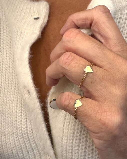 bague chaîne coeur or 18 carats aupiho joaillerie