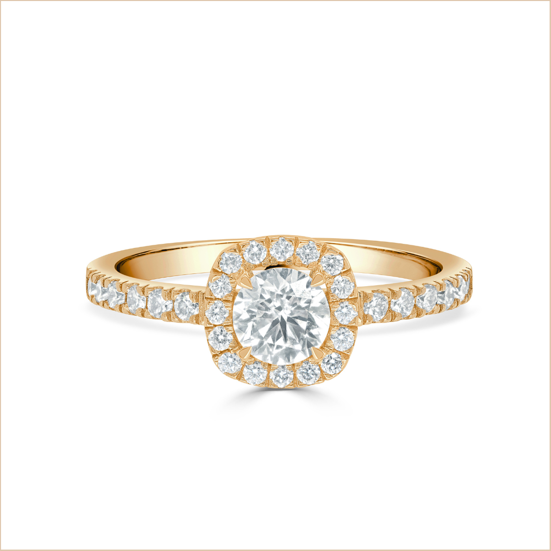 Bague solitaire diamant rond pavé – Eden
