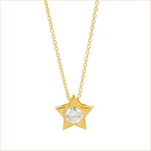 collier étoile or jaune et diamant blanc