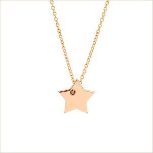 collier étoile or rose et diamant noir